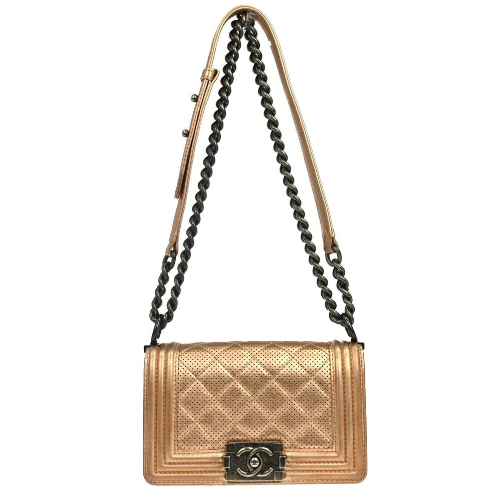 Chanel Boy Flap Quilted Perforated Lambskin Old Medium